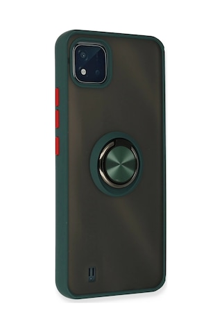 Uryport Realme C11 2021 Kılıf Montreal Yüzüklü Silikon Kapak - Yeşil
