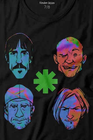 Kendim Seçtim Rhcp Red Hot Chilli Peppers Faces Çizim Yüz Logo Flea Baskılı Tişört Çocuk T-shirt 001