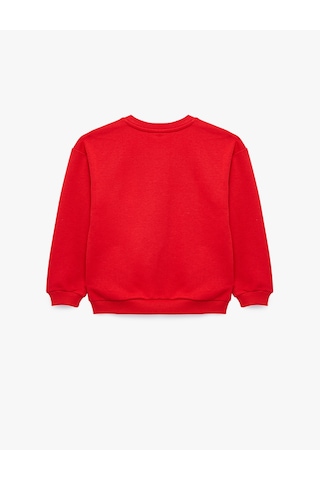 Koton Pamuklu Uzun Kollu Bisiklet Yaka Baskılı Sweatshirt Kırmızı 7wmb10059tk