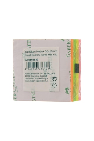 Faber-castell Yapışkan Notluk 50x50mm, Karışık Fosforlu Renkli Mini Küp