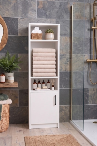 Denate Beyaz Çok Amaçlı Raflı Banyo, Çamaşır Odası Dolabı