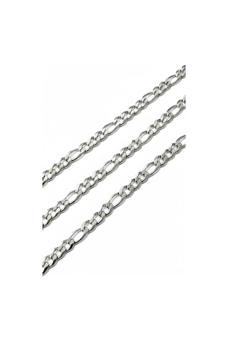 Gümüş Kaplama 316 L Paslanmaz Çelik Kz-105 Figaro 3+1 Zincir Kolye 4 Mm. Beyaz