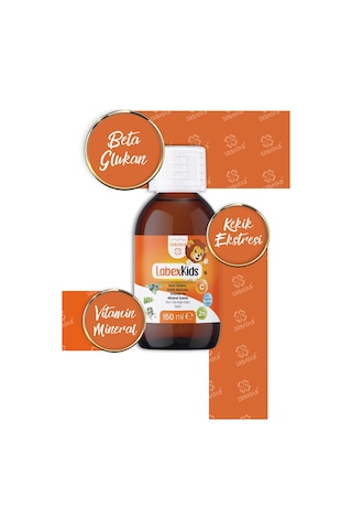 Labex Kids Çinko Kekik Beta Glukan Karamürver Çocuk Multivitamin Şurup 150 ML