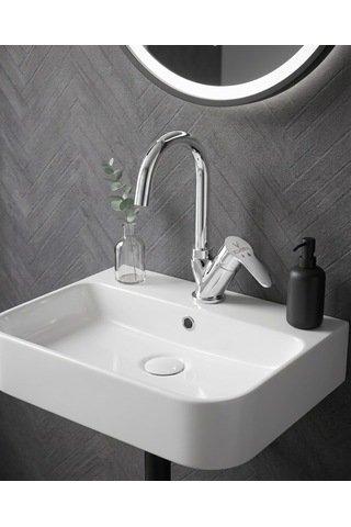 Elvora Lüx Kuğu Banyo Lavabo Bataryası Gümüş - Krom