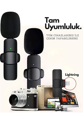 Type-c Çiftli Kablosuz Yaka Mikrofon Seti Telefon Vlog Canlı Yayın Tiktok Youtube Uyumlu Lisinya