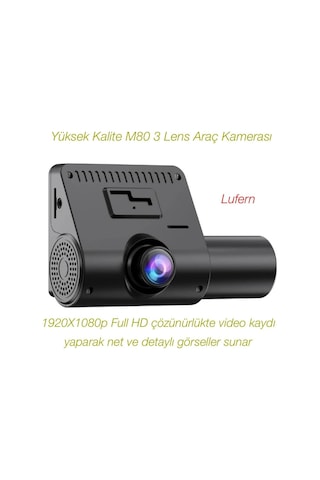 Yüksek Kaliteli M80 3 Lens Araç Kamerası Gece Görüş Video Kaydı Bluetooth Desteği Kablosuz Siyah