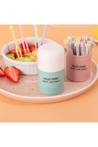 50 Adet/takım Meyve Çatalı Kek Tatlı Yiyecek Meyve Toplama Çocuk Aperatif Mini Parti Festivali Sofra Dekorasyon Plastik Kürdan Yeşil