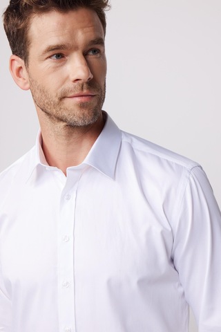 Tudors Modern Slim Fit Uzun Kollu Pamuk Saten Premium Seri Erkek Beyaz Gömlek-23894 Beyaz