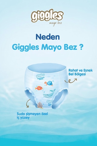 Giggles Külotlu Mayo Bebek Bezi Sıvı Geçirmez 4-5 Numara 9-15 Kg 1 Paket 11 Adet 4 - 5 Numara