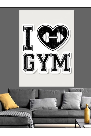 Ahşap Tablo Kalp Şeklinde Dambıl Fitness Yazısı Hayvan Tabloları
