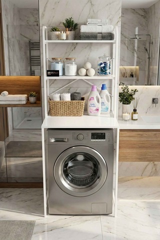 Çamaşır Makinesi Üstü Raf Beyaz 70 Cm Çok Renkli