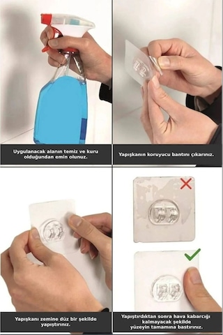 Corelle Kitchen 10 Lu Güçlü Kendinden Yapışkanlı Kancalar Köşe Rafı Banyo Rafı Duş Rafı Kancası, Su Geçirmez Askı Şeffaf