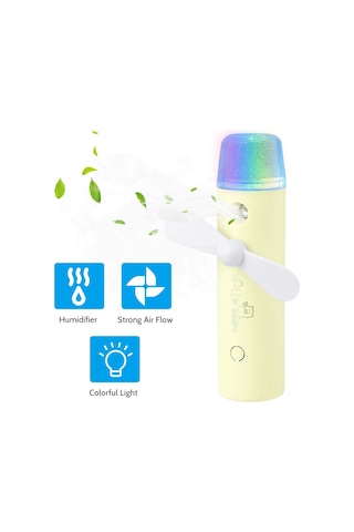 Yaleker Sarı El Tipi Nemlendirici Sprey Fanı - Led Işıklı, Taşınabilir, Cilt Nemlendirici Ve Soğutucu Fonksiyonlu Diğer