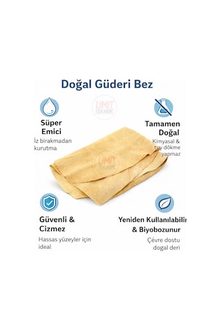 Profesyonel Güderi Bez 50x70 Cm Premium Oto Kurulama Bezi, Ultra Emici Araç Ve Ev Bezi