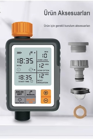 Dijital Otomatik Sulama Zamanlayıcısı - Akıllı Bahçe Sulama Kontrol Sistemi - Ipx5 Su Geçirmez