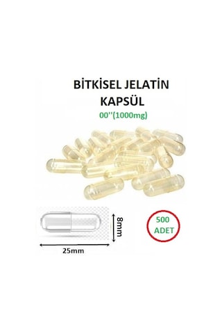 Bitkisel Jelatin Boş Kapsülü 00'' 1000 Mg 500 Adet Helal