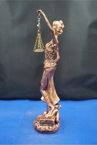 Themis Adalet Tanrıçası Heykeli 32 Cm Avukatlar İçin Dekoratif Biblo, Ev & Ofis Aksesuarı Bakır