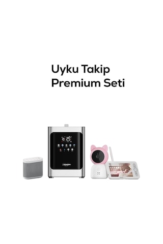 Xenon Smart Uyku Takip Premium Seti 3'lü Monitörlü Pembe Bebek Kamerası 5 İnç, 4.8 L Hava Nemlendirici Ve Beyaz Gürültü Makinesi