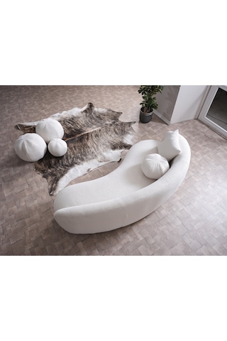 Vipa New Moon Lüks Modern Şık İskandinav Tasarım Üçlü Koltuk, Comford, Salon Ve Oturma Odası İçin Kırık Beyaz