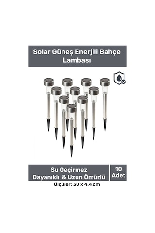 Kablosuz Su Geçirmez Dayanıklı Solar Güneş Enerjili Bahçe Lambası Plastik Saplama 30cm 10 Adet Set