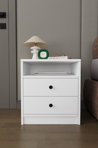 Modern 2 Çekmeceli Komodin Şifonyer %100 Mdf Çok Amaçlı Organizer Kmd04 Beyaz