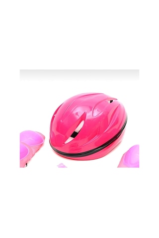 Çocuk Kask Dizlik Dirseklik Eldiven Koruyucu Set 7 Parça, Pembe Çok Renkli