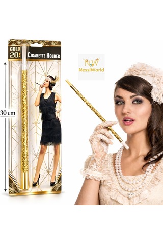 30 Cm Altın Gold Payetli Sigara Tutacağı 1920 Ler Gatsby Parti Aksesuarı Diğer