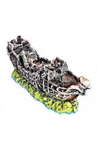 Balıkpet Harabe Batık Gemi Akvaryum Dekoru 12 CM