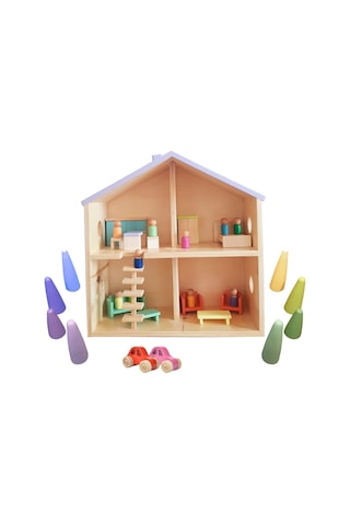 Woodnjoy Wood & Joy Doğal Ahşap Evcilik Ev, Evcilik Seti Ve Ahşap Oyuncak Seti