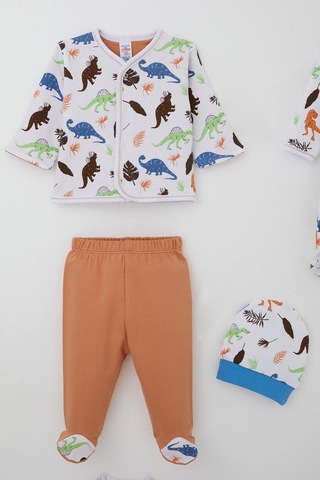 Breeze Erkek Bebek Hastane Çıkışı 8 Li Dinozor Krallığı 0-3 Ay, Beyaz Beyaz