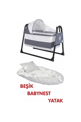 Btrend Bebetrend Portatif Cepli Sepet Beşik + Yatak ve Yastığı Gri