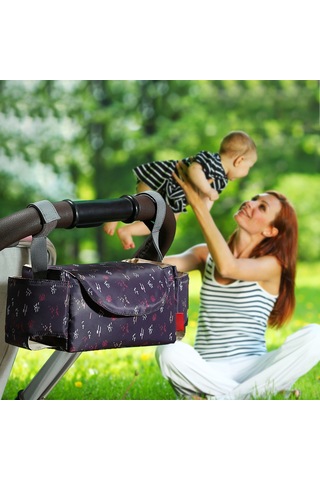 Dianziye Bebek Arabası Organizer Çantası - Su Geçirmez, Büyük Kapasite - Süt Bardağı, Bezi, Mendil Saklama - Beyaz Gökkuşağı Desenli Beyaz