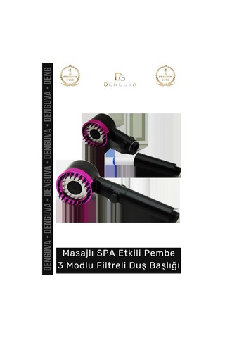 Duşbaşlığı Masajlı Spa Etkili Su Tasarruflu Yüksek Basınçlı Siyah Pembe 3 Modlu Filtreli Duş Başlığ Çok Renkli