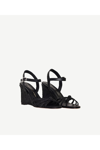 Yargıcı Örgü Düğümlü Topuklu Deri Espadril 26ykay4025x 001 Siyah