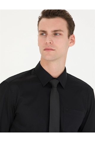 Pierre Cardin Regular Fit Uzun Kollu Basic Gömlek Siyah