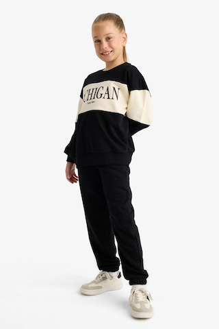 Defacto Kız Çocuk 2li Takım Baskılı Sweatshirt Eşofman Altı E6418a825aubk81 Siyah