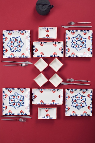 Piatti Naturali 12 Parça 4 Kişilik Çini Kahvaltı Takımı Handmade Sunum Set Çok Renkli