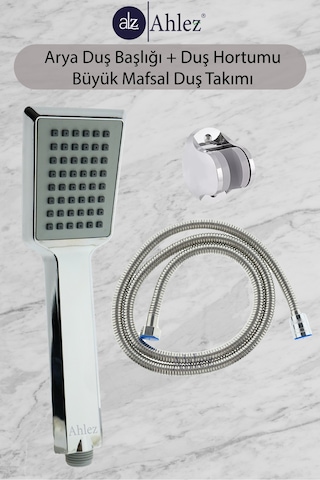 Ahlez Arya Duş Başlığı + Duş Hortumu +Mafsal Duş Takımı Duş Seti Krom