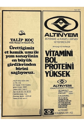 İzmir 1982-1983 Meslek Reklam İlanı Efemera S607