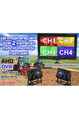 7 '' Hybrid Dvr Ekran 2 Adet 180'' Balık Gözü Lens Geniş Açı Set