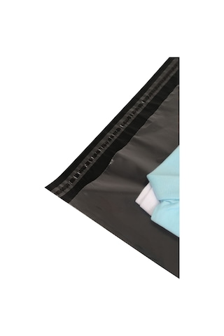24x30+5 Ölçü Tek Tarafı Şeffaf Arka Kısım Siyah Renk 1 Numara 80 Mikron Kargo Poşeti 100 Adet 24+30
