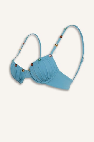Defacto Lilyrose X Defacto Regular Fıt Bikini Üstü H8841ax26hsbe804 Mavi-be804