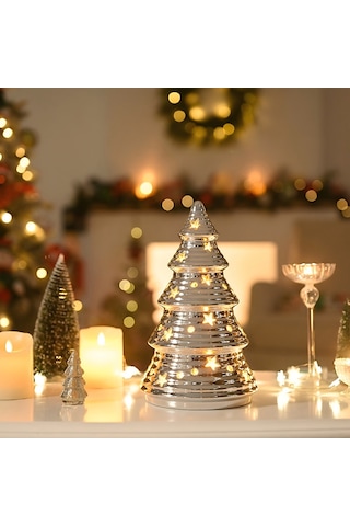 Karaca Home New Year Yılbaşı Christmas Tree Dekoratif Obje Silver 11,5 X 11,5 X 19,2 Cm