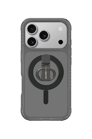 Apple Uyumlu iPhone 17 Pro Kılıf M-safe Şarj Özellikli Yüzük Standlı Amazingthing Titan Pro Serisi Kapak Siyah Siyah