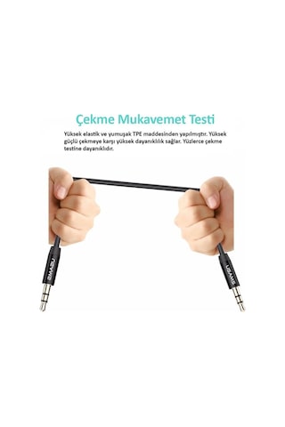 Yp01 3.5 Mm Güçlendirilmiş Ultra Dayanıklı Aux Ses Kablosu 1mt