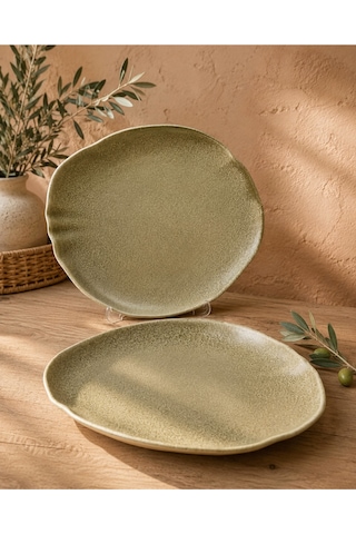 2'li Sahara Tone Oval Tabak 30 Cm Servis-sunum-kahvaltı-peynir-şarküteri Çok Amaçlı Gourmet Tabak Çok renkli