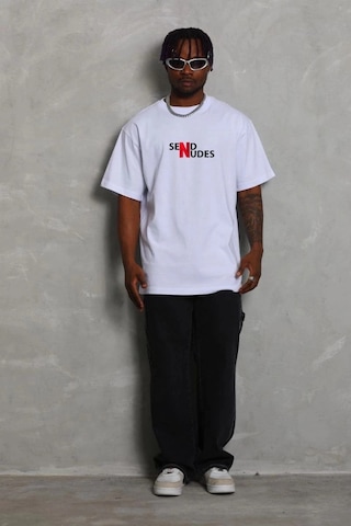 Freedom Storee Erkek Kısa Kol Yazlık Tişört Bisiklet Yaka Baskılı Oversize T-shirt - Beyaz Çok Renkli