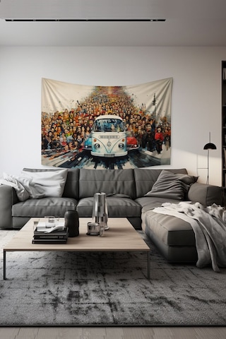 Vosvos Desenli Duvar Halısı Duvar Örtüsü Tapestry Süet Dokulu Kumaş