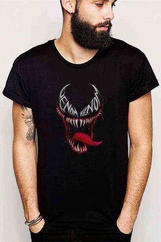 Venom Sinirli Baskılı Siyah Erkek Tshirt