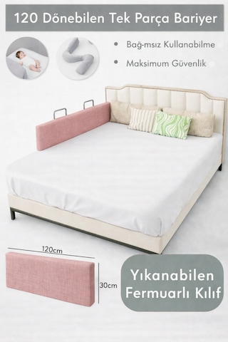 Miralay Yeni Nesil Yatak Bariyeri 120 CM Pembe
